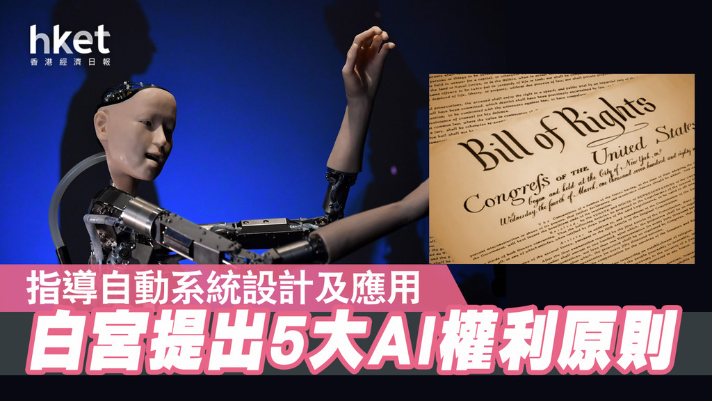 3368433 【人工智能】美國公布《AI權利法案藍圖》 保障民眾私隱及不受歧視