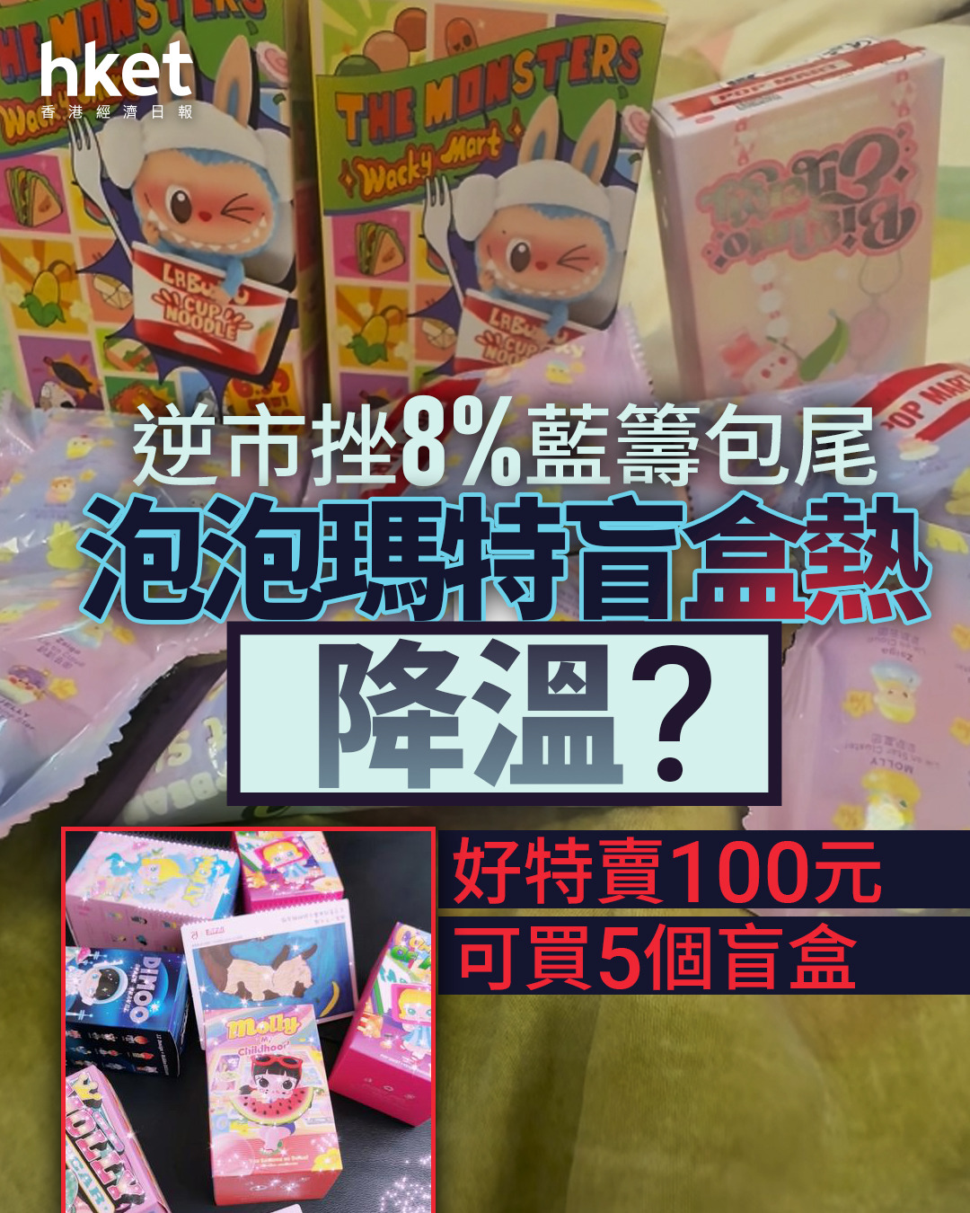 9992|泡泡瑪特逆市挫8%、散戶北水齊撈底 內地熱傳好特賣100元掃5個盲盒、第三季績掃疑慮?